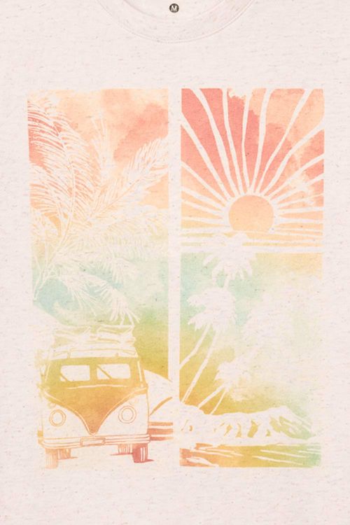T-Shirt Estampada Kombi Aquarela Cru