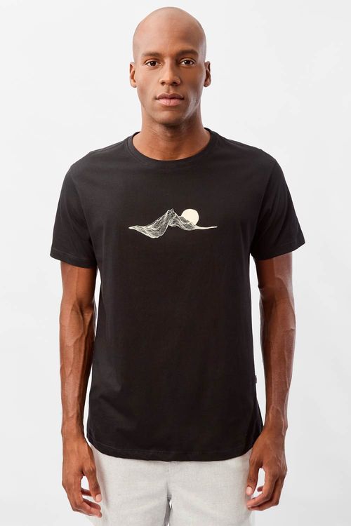 T-Shirt Estampada Sunset Preta