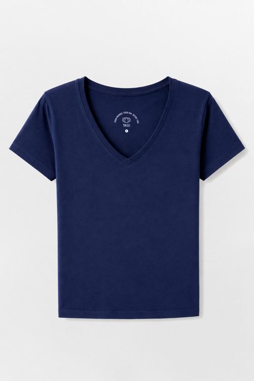 Blusa Básica Fio Penteado Azul Marinho