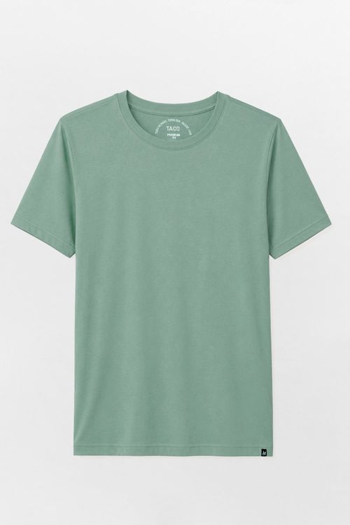 T-Shirt Básica Premium Fit Sem Costura Lateral Verde Clara