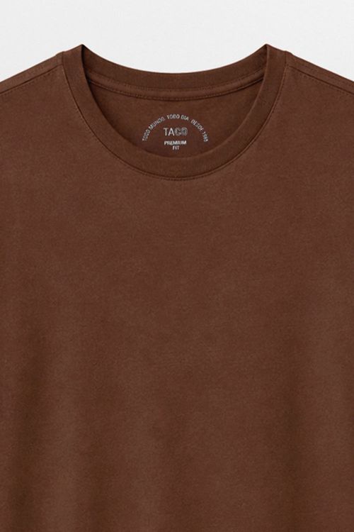 T-Shirt Básica Premium Fit Sem Costura Lateral Cafe