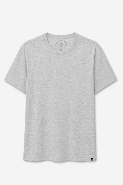 T-Shirt Básica Premium Fit Sem Costura Lateral Cinza