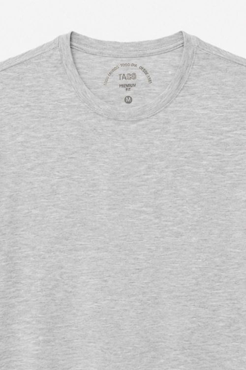 T-Shirt Básica Premium Fit Sem Costura Lateral Cinza