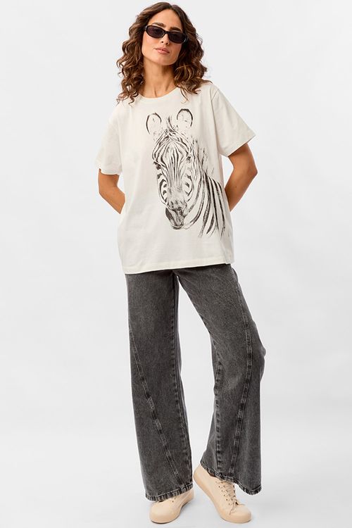 Blusa Estampada Zebra Off White