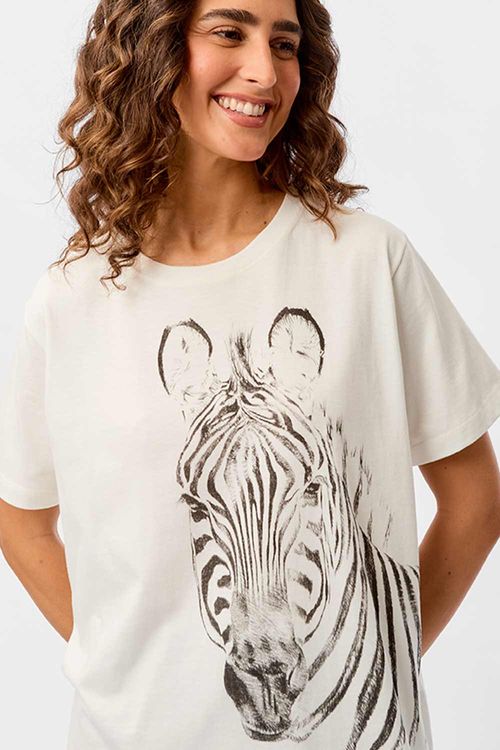 Blusa Estampada Zebra Off White