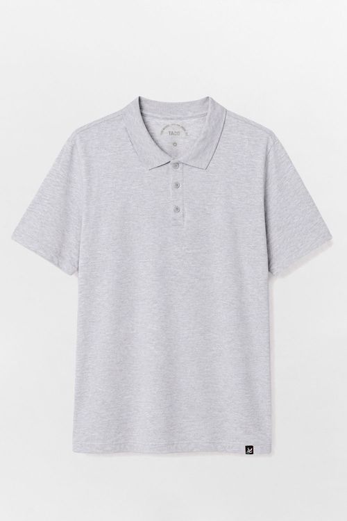 Polo Básica Premium Fit Mescla Sem Costura Lateral Cinza