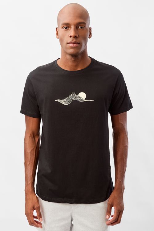 T-Shirt Estampada Sunset Preta