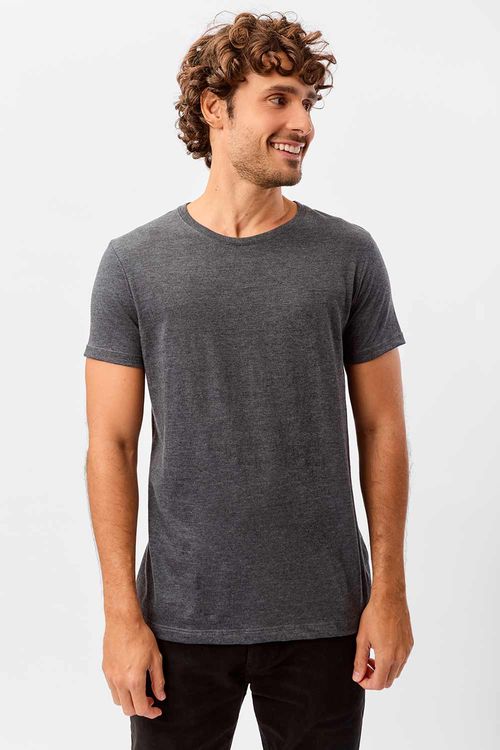 T-Shirt Básica Premium Fit Sem Costura Lateral Grafite