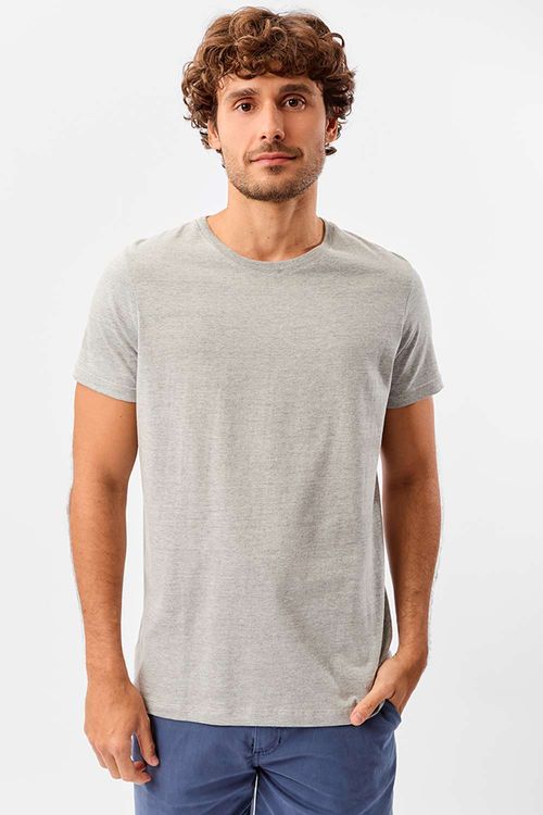 T-Shirt Básica Premium Fit Sem Costura Lateral Cinza