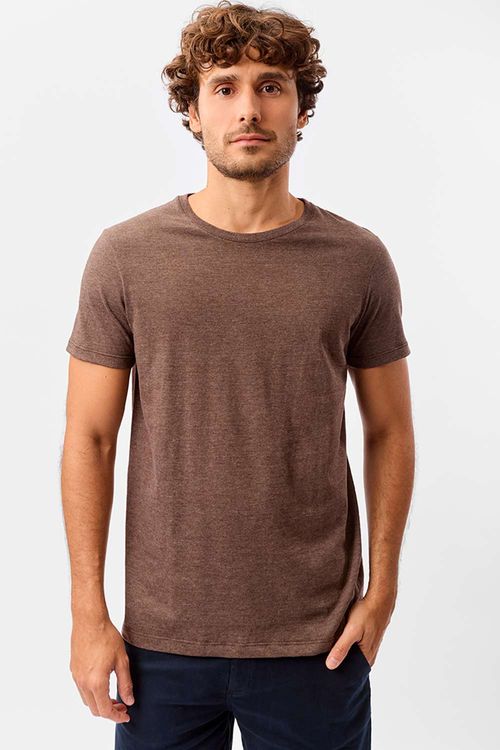 T-Shirt Básica Premium Fit Sem Costura Lateral Cafe
