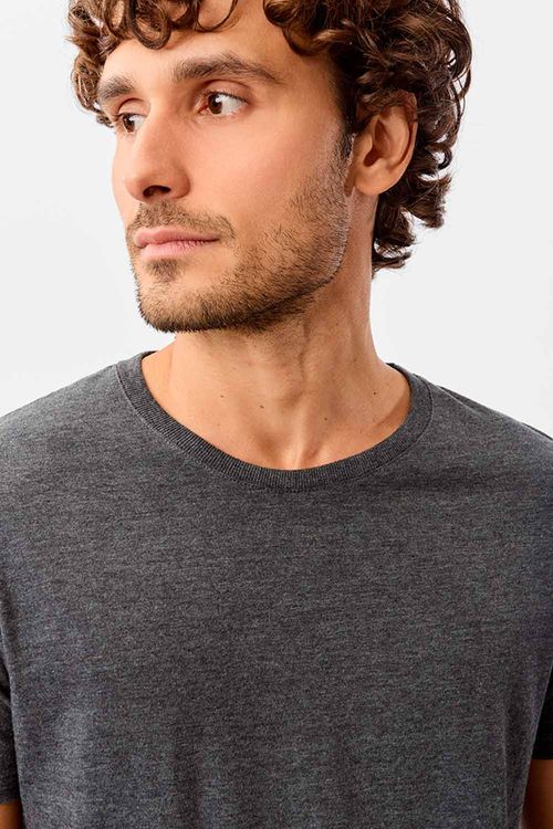 T-Shirt Básica Premium Fit Sem Costura Lateral Grafite