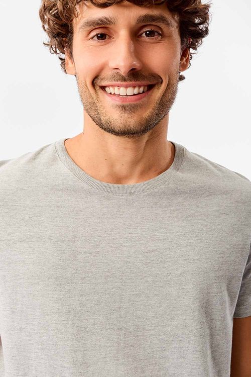 T-Shirt Básica Premium Fit Sem Costura Lateral Cinza