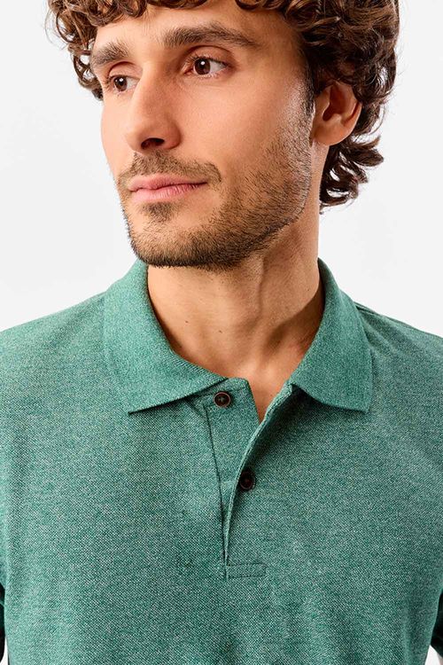 Polo Básica Fit Piquet Molinê Verde Escura