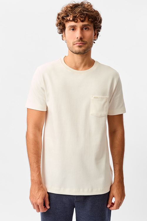 T-Shirt Suedine Flex Com Bolso Off White