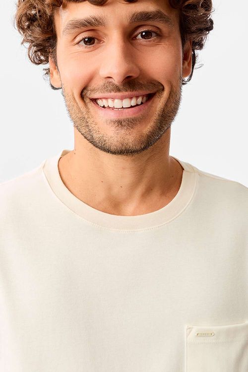 T-Shirt Suedine Flex Com Bolso Off White