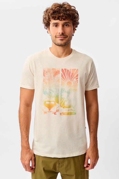 T-Shirt Estampada Kombi Aquarela Cru