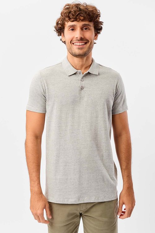 Polo Básica Premium Fit Mescla Sem Costura Lateral Cinza