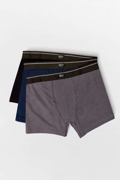 Kit De Cueca Boxer Elástico Listra Graf/Az Mar/Pto
