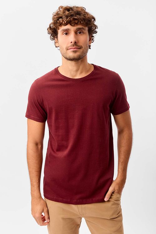 T-Shirt Básica Premium Fit Sem Costura Lateral Vinho