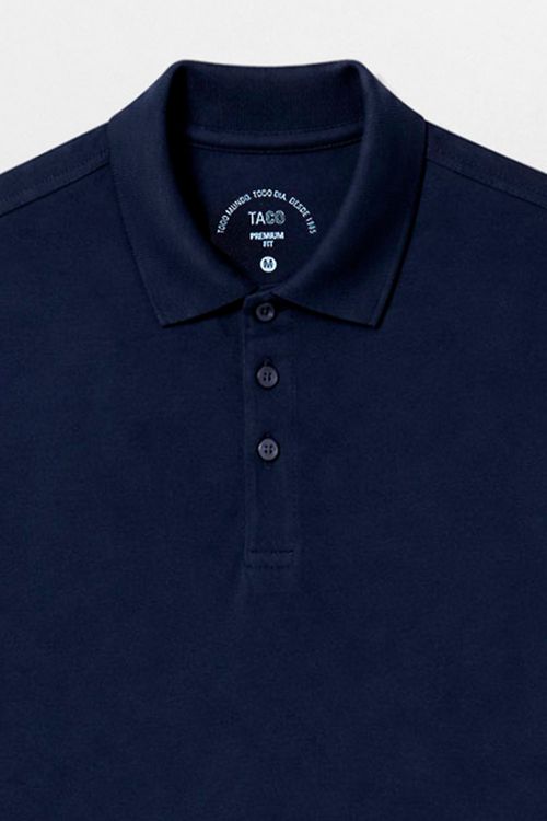 Polo Básica Premium Fit Sem Costura Lateral Azul Escuro