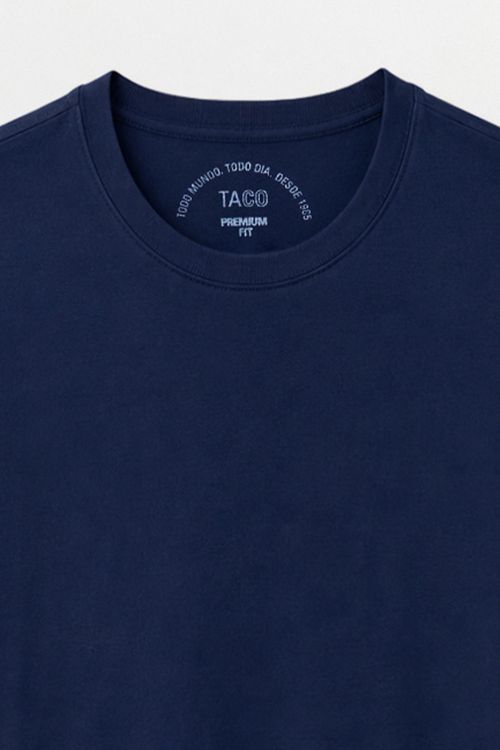 T-Shirt Básica Fit Premium Sem Costura Azul Escuro