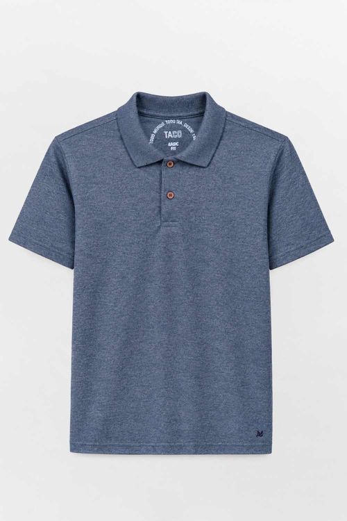 Polo Básica Fit Piquet Molinê Azul Marinho