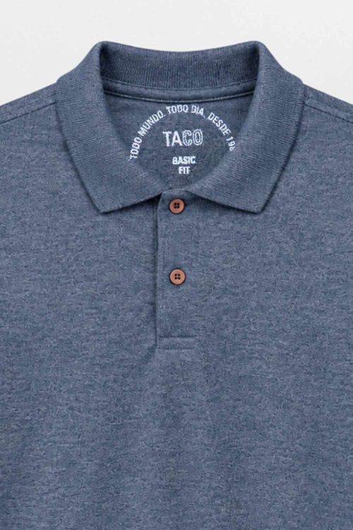 Polo Básica Fit Piquet Molinê Azul Marinho