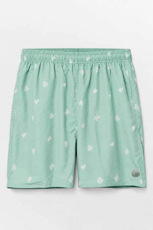 Short Estampado Mini Print Folha Verde Claro