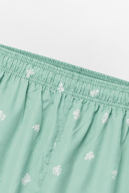 Short Estampado Mini Print Folha Verde Claro