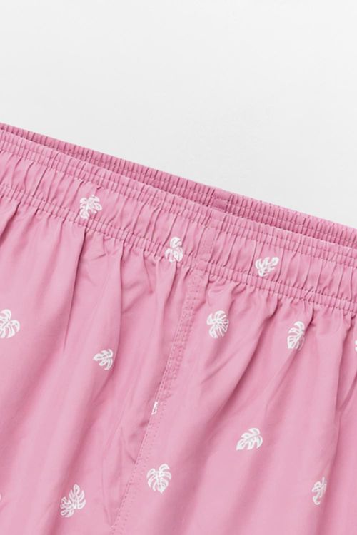 Short Estampado Mini Print Folha Rosa Claro