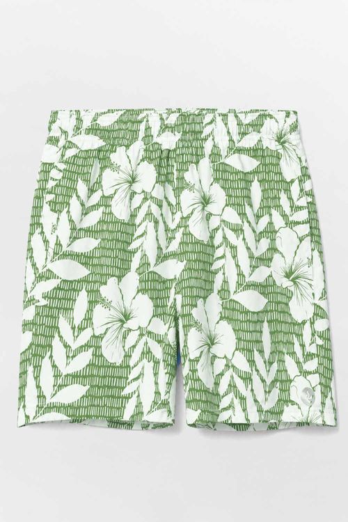 Short Estampado Hibisco Verde Militar