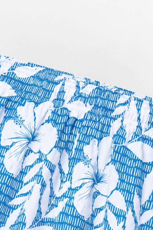 Short Estampado Hibisco Azul Jeans