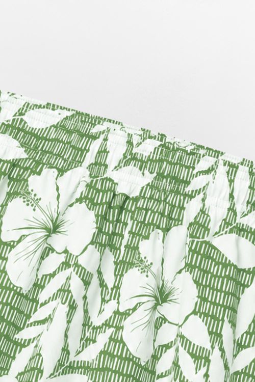Short Estampado Hibisco Verde Militar