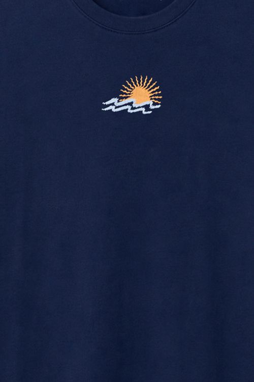 T-Shirt Estampada Solar Premium Sem Costura Lateral Azul Escuro
