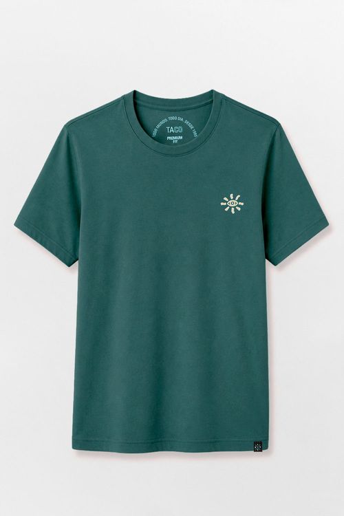 T-Shirt Estampada Sun Premium Sem Costura Lateral Verde Escuro