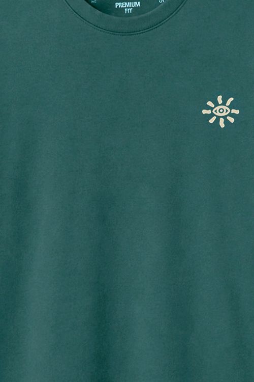 T-Shirt Estampada Sun Premium Sem Costura Lateral Verde Escuro