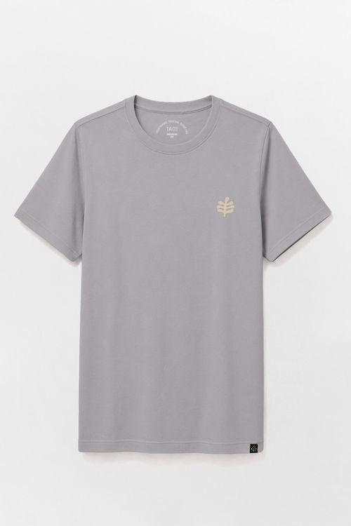 T-Shirt Estampada Folha Premium Sem Costura Lateral Chumbo