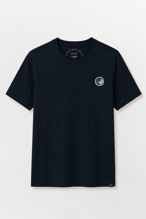 T-Shirt Estampada Ying Yang Premium Sem Costura Lateral Preto