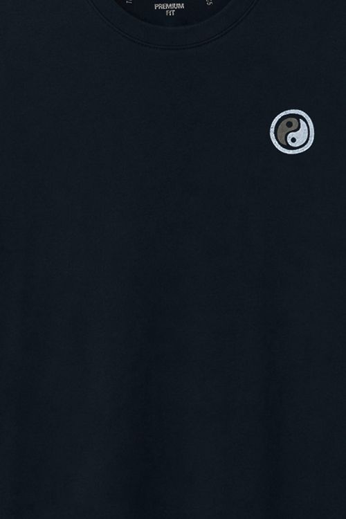 T-Shirt Estampada Ying Yang Premium Sem Costura Lateral Preto