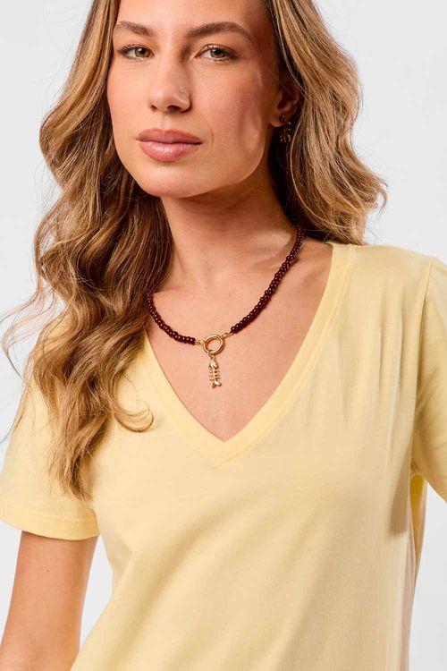 Blusa Básica Fio Penteado Amarela Clara