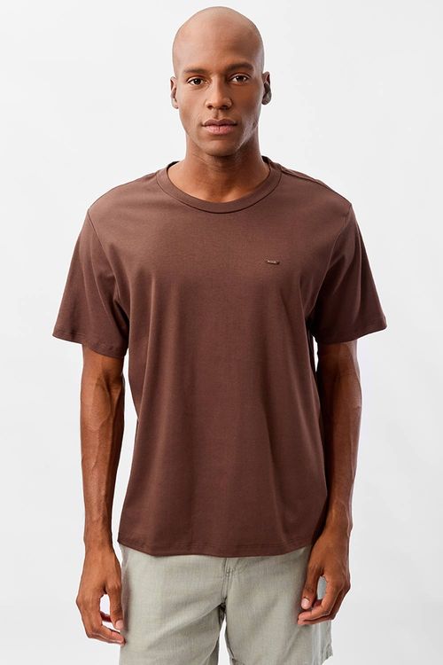 T-Shirt Básica Suedine Supima Marrom
