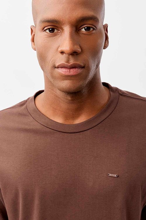 T-Shirt Básica Suedine Supima Marrom