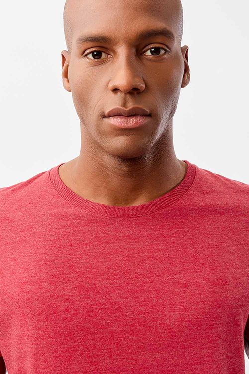 T-Shirt Básica Premium Fit Sem Costura Lateral Vermelho Escuro