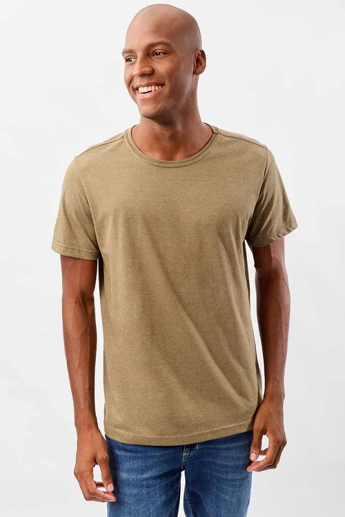T-Shirt Básica Fit Mescla Verde Musgo