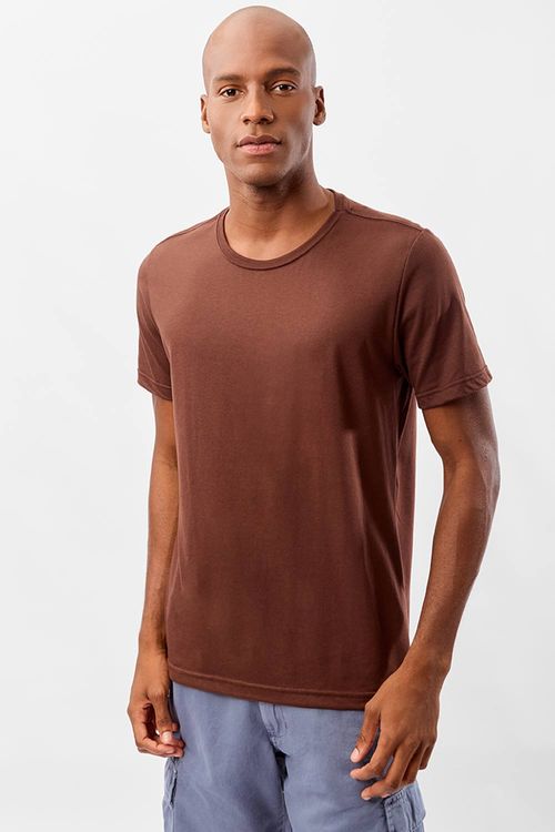 T-Shirt Básica Fit Mescla Marrom