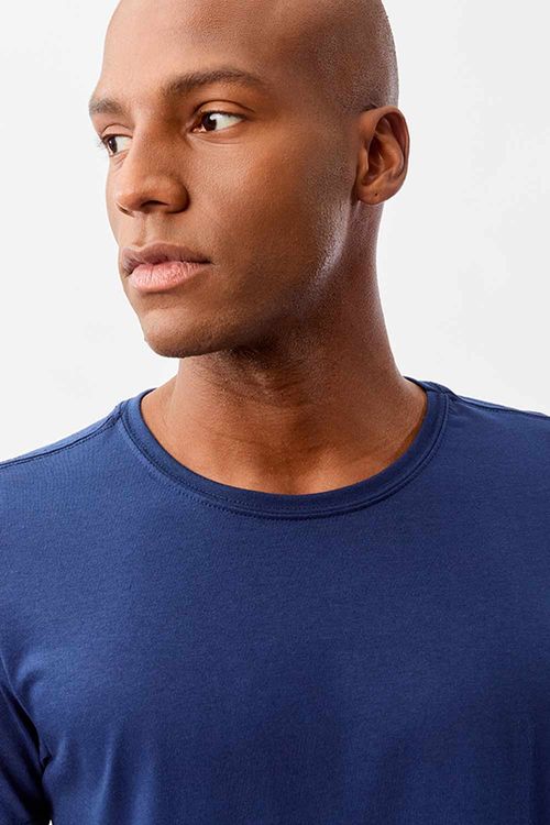 T-Shirt Básica Fit Mescla Azul Marinho