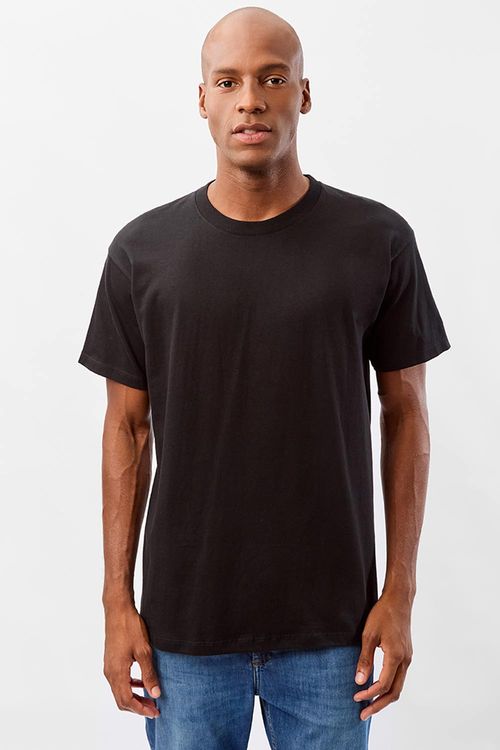T-Shirt Básica Premium Oversized Sem Costura Preta