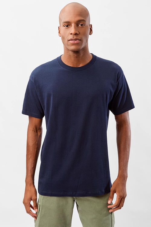 T-Shirt Básica Premium Oversized Sem Costura Azul Escuro