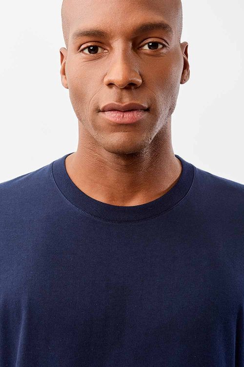 T-Shirt Básica Premium Oversized Sem Costura Azul Escuro