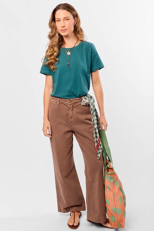 Calça Color Wide Leg Marrom